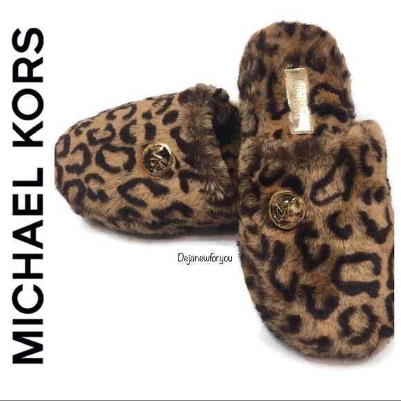 Michael Kors Shoes - Michael Kors Jet Set Leopard Faux Fur Slippers